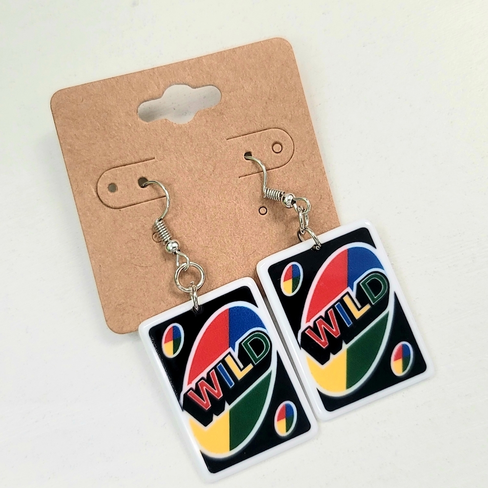 Uno earrings crazy unique wild jewelry black red